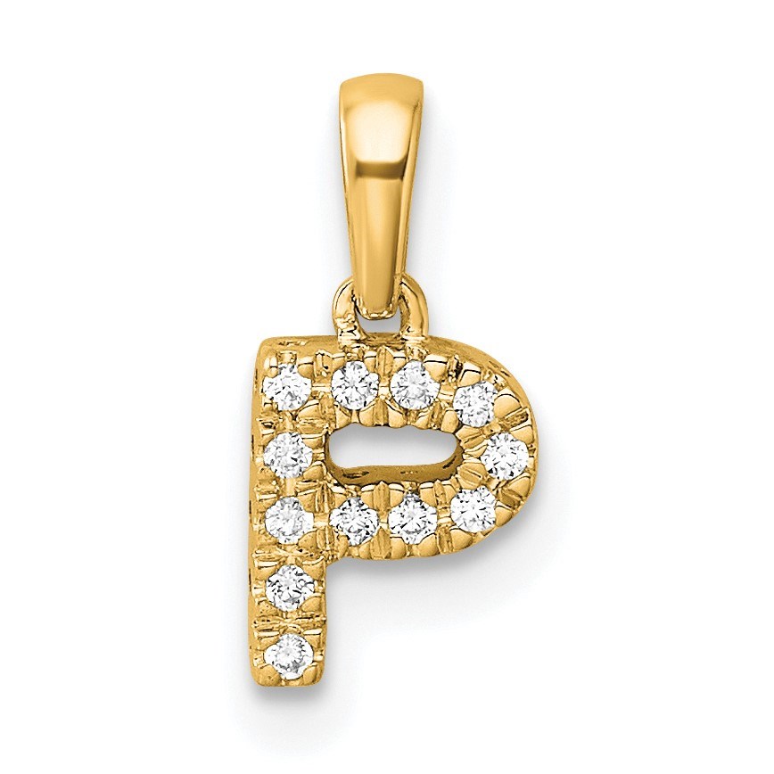10K Yellow Gold Letter P Initial with Bail Pendant - in.