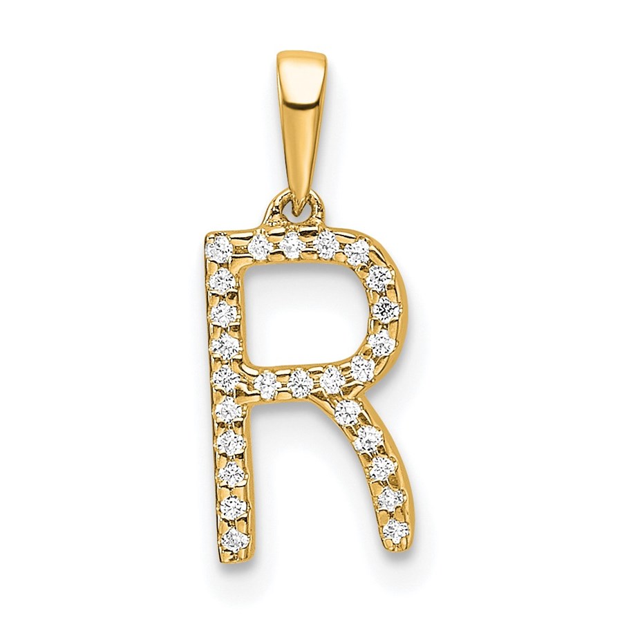 10K Yellow Gold Letter R Initial Pendant