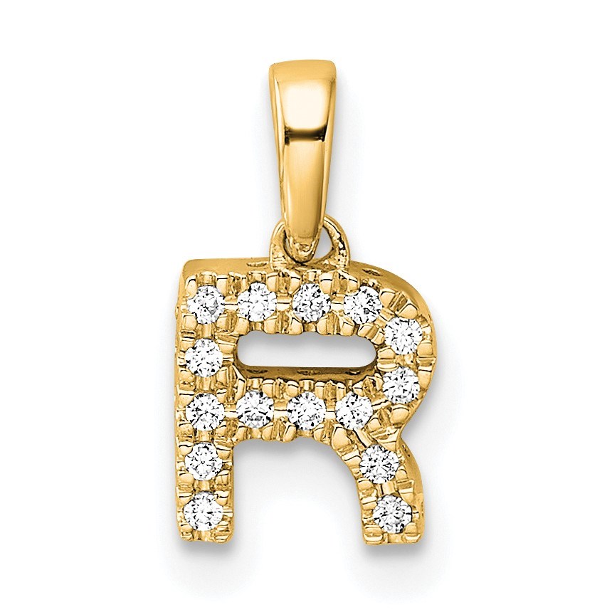10K Yellow Gold Letter R Initial with Bail Pendant - in.