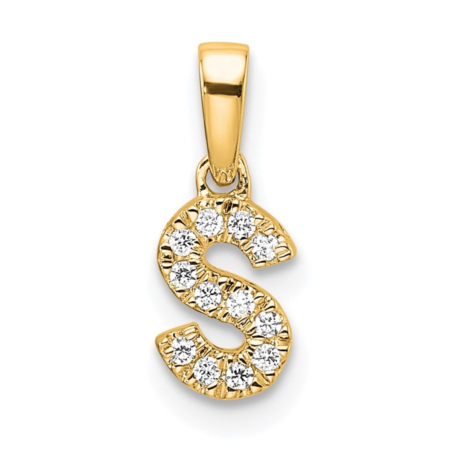 10K Yellow Gold Letter S Initial with Bail Pendant - in.