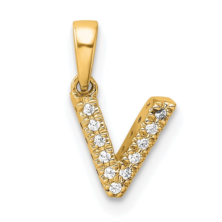 10K Yellow Gold Letter V Initial with Bail Pendant - in.