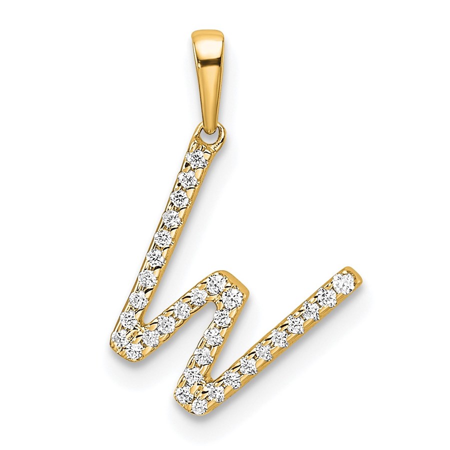10K Yellow Gold Letter W Initial Pendant
