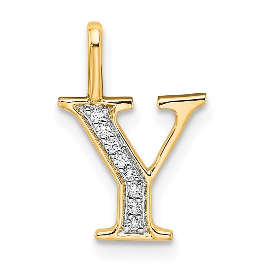 10K Yellow Gold Letter Y Initial Pendant - in.