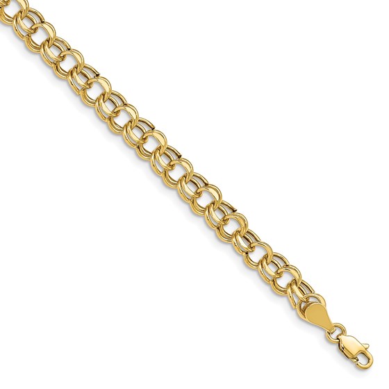10K Yellow Gold Lite 5.5mm Double Link Charm Bracelet - 8 mm