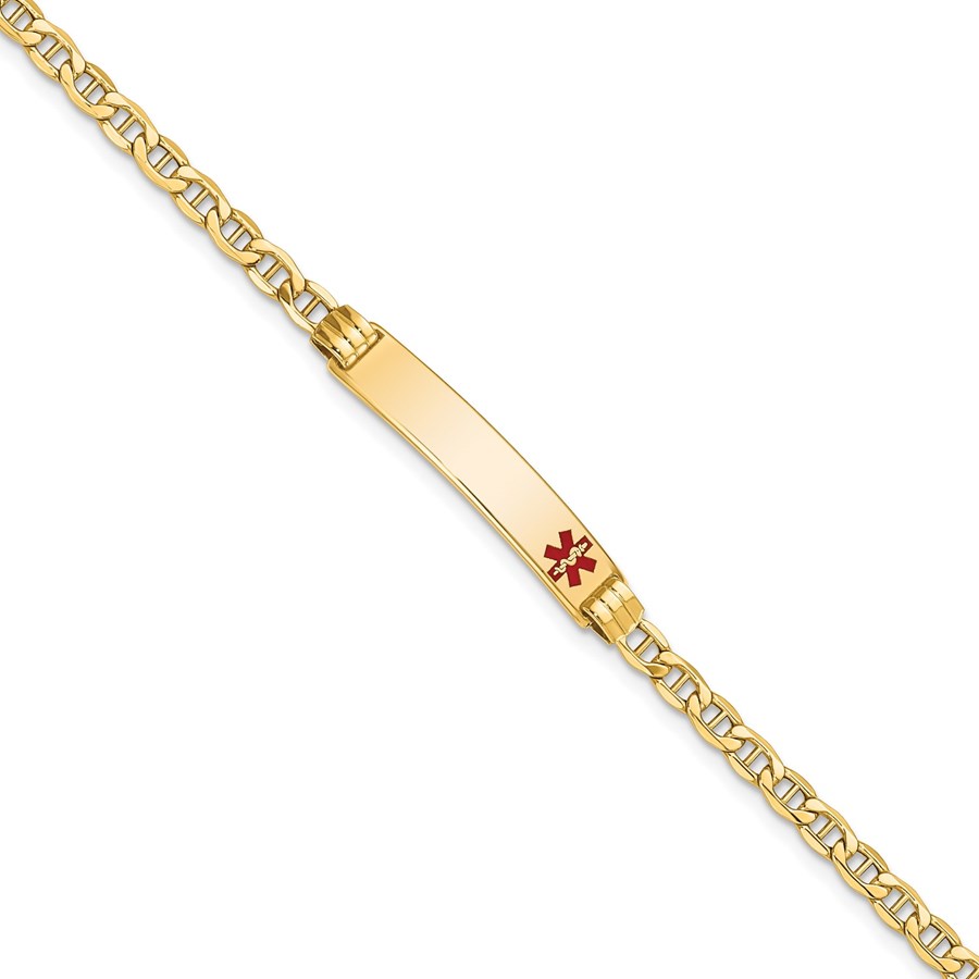 10K Yellow Gold Medical Anchor Link ID Bracelet - 8 in.