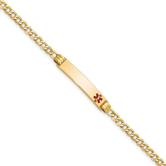 10K Yellow Gold Medical Red Enamel Cuban Link ID Bracelet - 7 in. 10K Yellow Gold Medical Red Enamel Cuban Link ID Bracelet - 7 in.