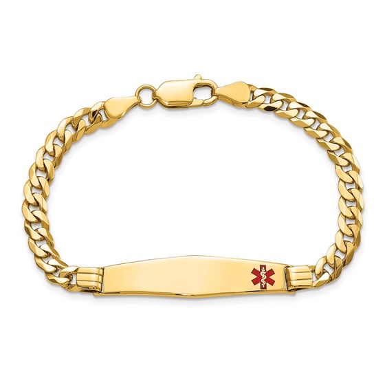10K Yellow Gold Medical Shape Curb Link ID Bracelet 8 in.