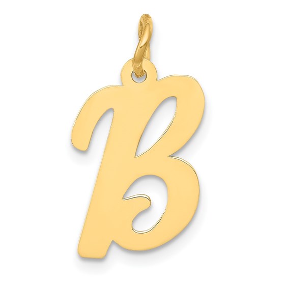 10K Yellow Gold Medium Script Letter B Initial Charm - 15.54 mm
