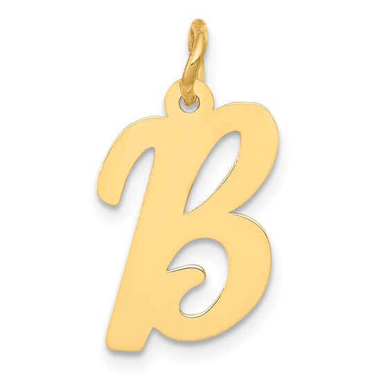 10K Yellow Gold Medium Script Letter B Initial Charm - 15.54 mm 10K Yellow Gold Medium Script Letter B Initial Charm - 15.54 mm