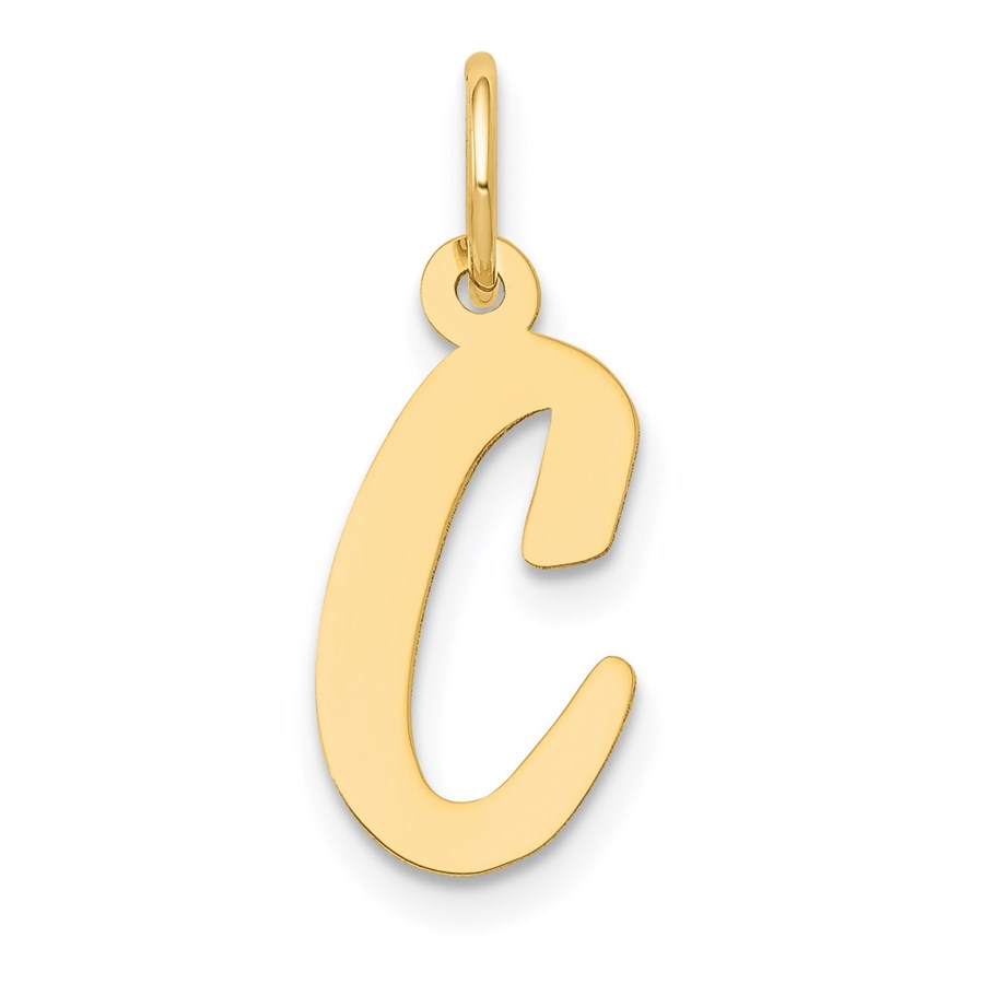 10K Yellow Gold Medium Script Letter C Initial Charm - 16.02 mm