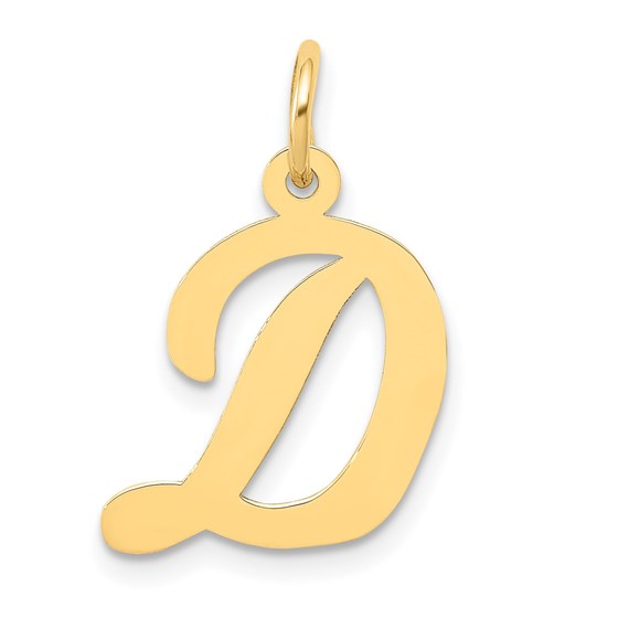 10K Yellow Gold Medium Script Letter D Initial Charm - 16.01 mm 10K Yellow Gold Medium Script Letter D Initial Charm - 16.01 mm