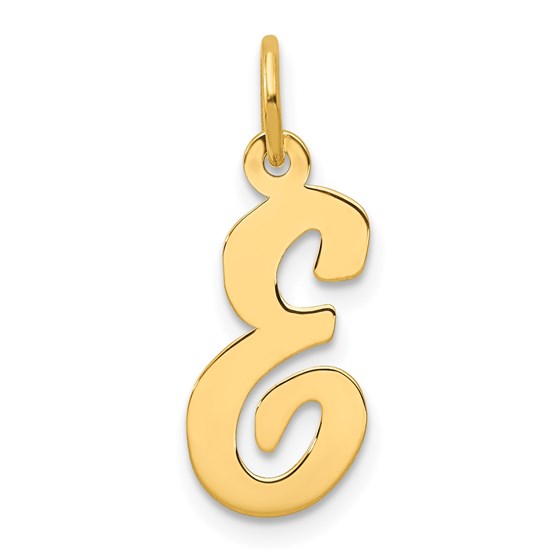 10K Yellow Gold Medium Script Letter E Initial Charm 10K Yellow Gold Medium Script Letter E Initial Charm