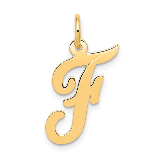 10K Yellow Gold Medium Script Letter F Initial Charm 10K Yellow Gold Medium Script Letter F Initial Charm