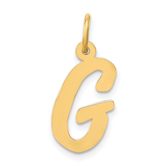 10K Yellow Gold Medium Script Letter G Initial Charm