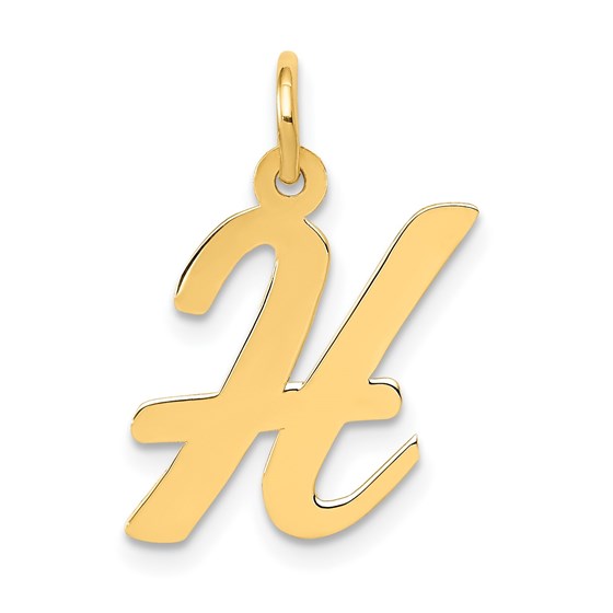 10K Yellow Gold Medium Script Letter H Initial Charm 10K Yellow Gold Medium Script Letter H Initial Charm
