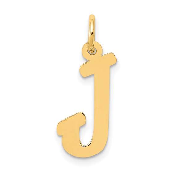 10K Yellow Gold Medium Script Letter J Initial Charm