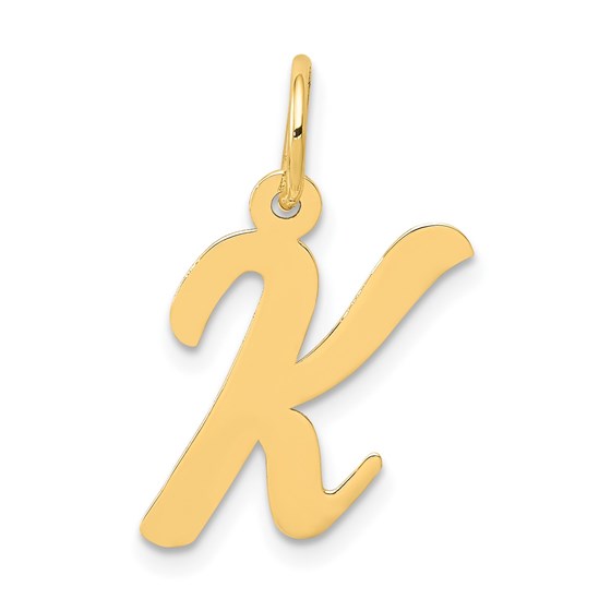 10K Yellow Gold Medium Script Letter K Initial Charm