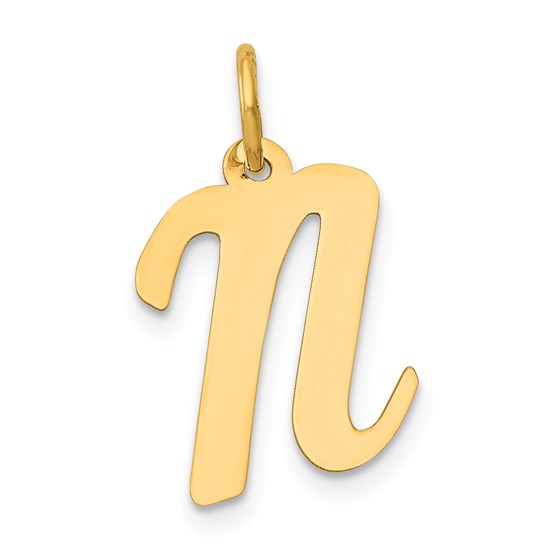 10K Yellow Gold Medium Script Letter N Initial Charm 10K Yellow Gold Medium Script Letter N Initial Charm