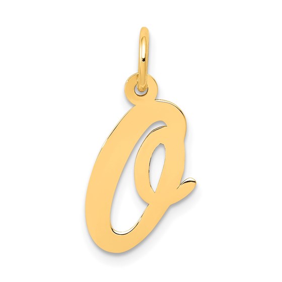 10K Yellow Gold Medium Script Letter O Initial Charm 10K Yellow Gold Medium Script Letter O Initial Charm