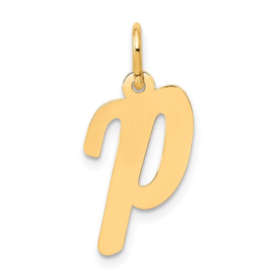 10K Yellow Gold Medium Script Letter P Initial Charm 10K Yellow Gold Medium Script Letter P Initial Charm