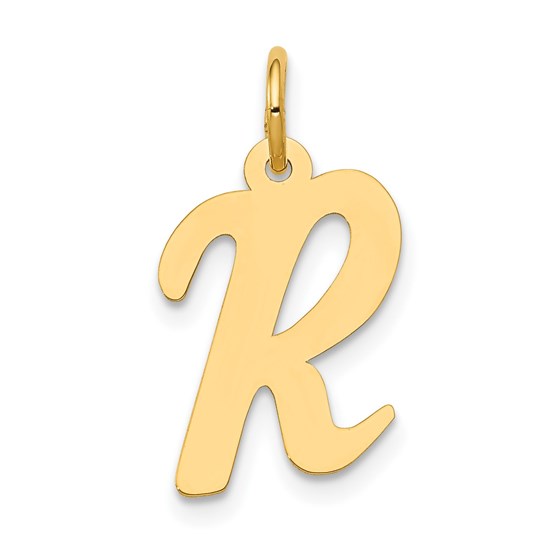 10K Yellow Gold Medium Script Letter R Initial Charm 10K Yellow Gold Medium Script Letter R Initial Charm