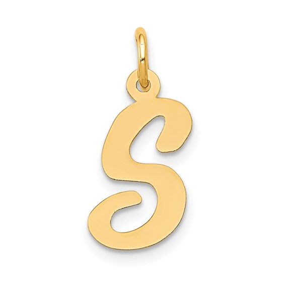 10K Yellow Gold Medium Script Letter S Initial Charm 10K Yellow Gold Medium Script Letter S Initial Charm
