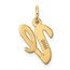 10K Yellow Gold Medium Script Letter V Initial Charm