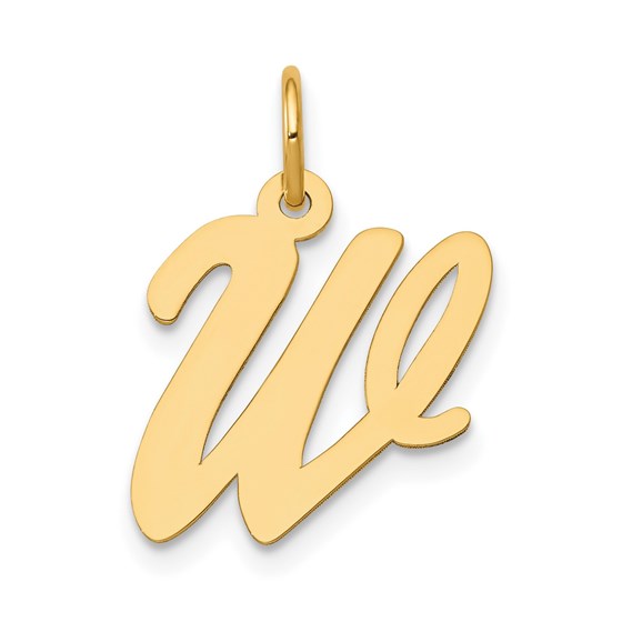 10K Yellow Gold Medium Script Letter W Initial Charm 10K Yellow Gold Medium Script Letter W Initial Charm