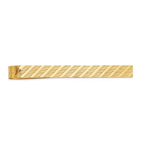 10K Yellow Gold Men's Textured Tie Bar - 49 mm