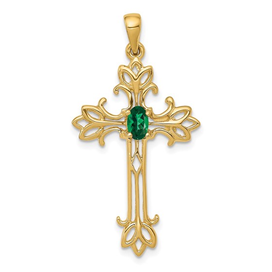 10K Yellow Gold Oval Mount St. Helens cross pendant - 36.6 mm 10K Yellow Gold Oval Mount St. Helens cross pendant - 36.6 mm
