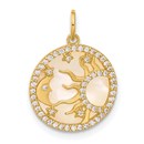 10K Yellow Gold Pearl Sun Moon and Stars Charm - 19.25 mm