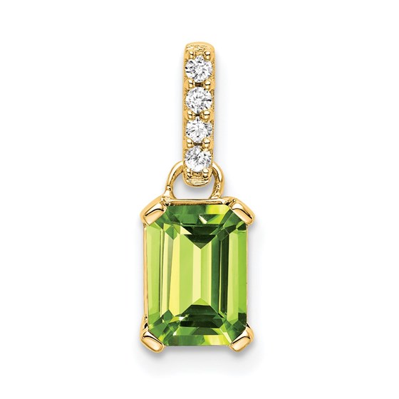 10K Yellow Gold Peridot and Diamond Pendant - 15.9 mm 10K Yellow Gold Peridot and Diamond Pendant - 15.9 mm