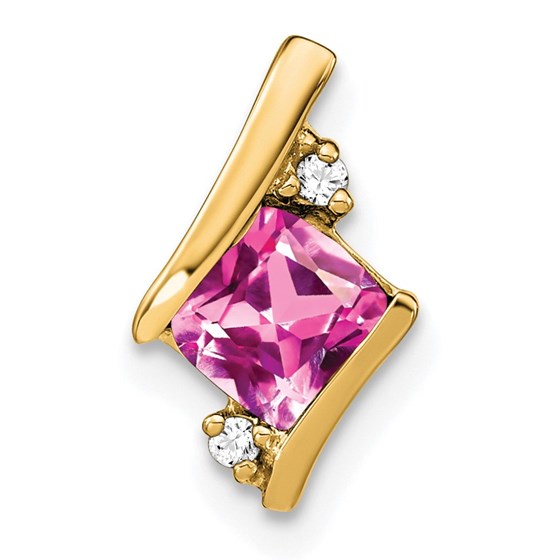 10K Yellow Gold Pink Sapphire and Diamond Chain Slide 10K Yellow Gold Pink Sapphire and Diamond Chain Slide