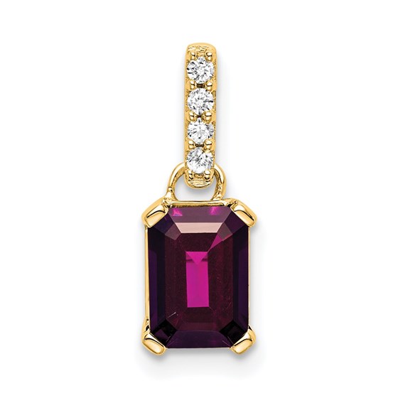 10K Yellow Gold Rhodolite Garnet and Diamond Pendant - 15.9 mm 10K Yellow Gold Rhodolite Garnet and Diamond Pendant - 15.9 mm