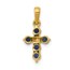 10K Yellow Gold Sapphire and Diamond Cross Pendant - 17.5 mm