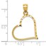 10K Yellow Gold Satin Diamond-cut Crooked Heart Pendant - 27 mm