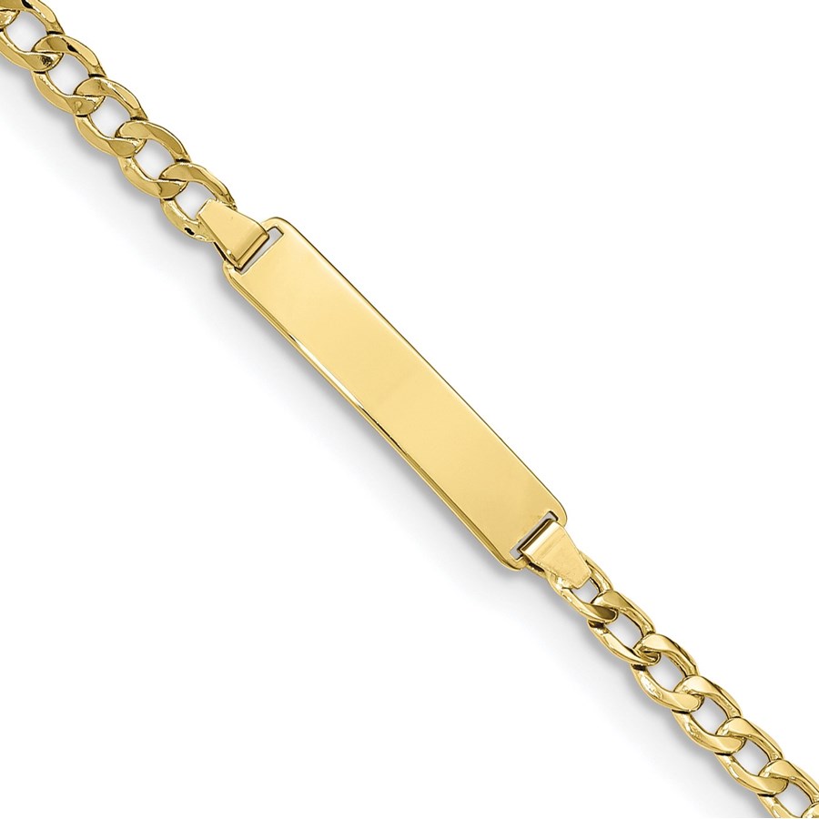 10K Yellow Gold Semisolid Curb Link ID Bracelet 8 in.