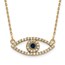 10K Yellow Gold Small Necklace Diamond Sapphire Evil Eye - 18 in.