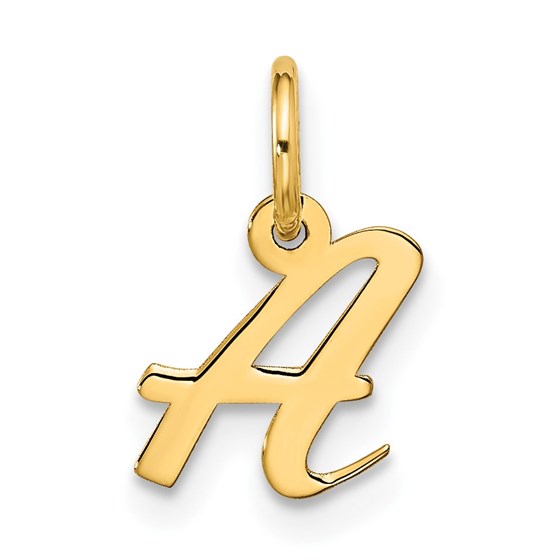 10K Yellow Gold Small Script Initial A Charm - 15.25 mm 10K Yellow Gold Small Script Initial A Charm - 15.25 mm