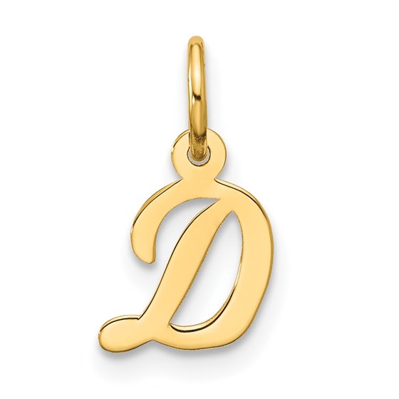 10K Yellow Gold Small Script Initial D Charm - 16.25 mm 10K Yellow Gold Small Script Initial D Charm - 16.25 mm