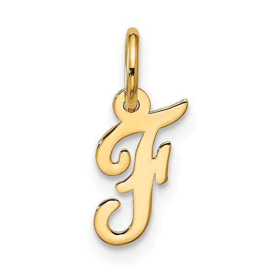 10K Yellow Gold Small Script Initial F Charm - 17.25 mm 10K Yellow Gold Small Script Initial F Charm - 17.25 mm