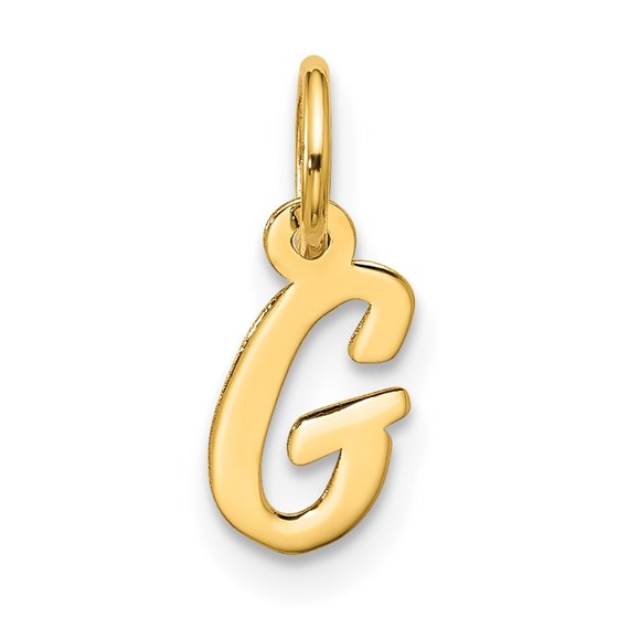 10K Yellow Gold Small Script Initial G Charm - 16.55 mm 10K Yellow Gold Small Script Initial G Charm - 16.55 mm