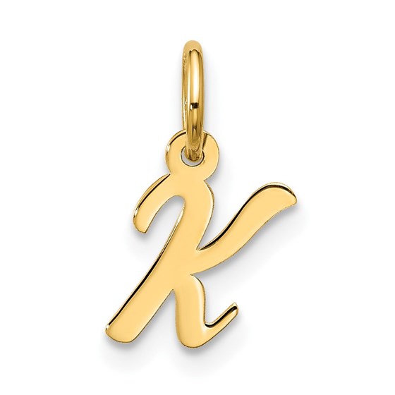 10K Yellow Gold Small Script Initial K Charm - 16.75 mm 10K Yellow Gold Small Script Initial K Charm - 16.75 mm