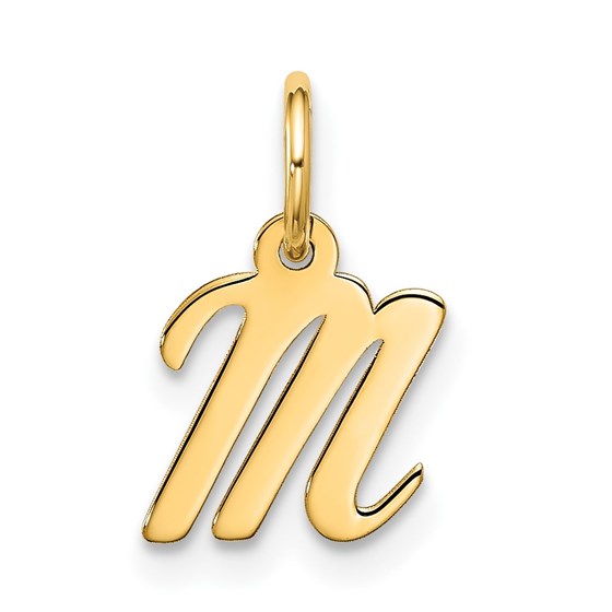 10K Yellow Gold Small Script Initial M Charm - 16.25 mm 10K Yellow Gold Small Script Initial M Charm - 16.25 mm