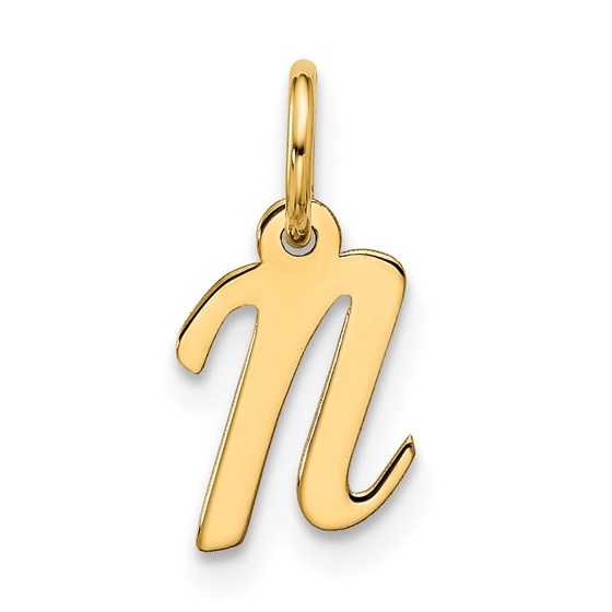 10K Yellow Gold Small Script Initial N Charm - 16.05 mm 10K Yellow Gold Small Script Initial N Charm - 16.05 mm