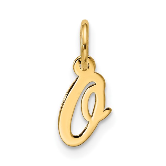 10K Yellow Gold Small Script Initial O Charm - 16.75 mm 10K Yellow Gold Small Script Initial O Charm - 16.75 mm