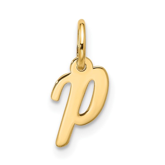 10K Yellow Gold Small Script Initial P Charm - 17.25 mm 10K Yellow Gold Small Script Initial P Charm - 17.25 mm