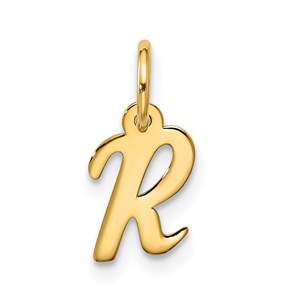 10K Yellow Gold Small Script Initial R Charm - 15.95 mm