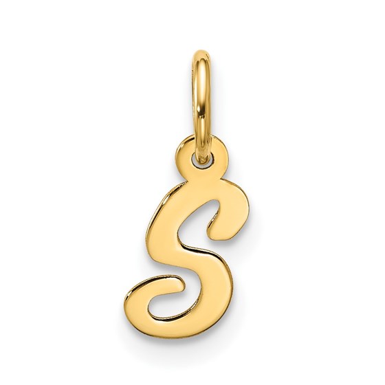 10K Yellow Gold Small Script Initial S Charm - 16.55 mm 10K Yellow Gold Small Script Initial S Charm - 16.55 mm
