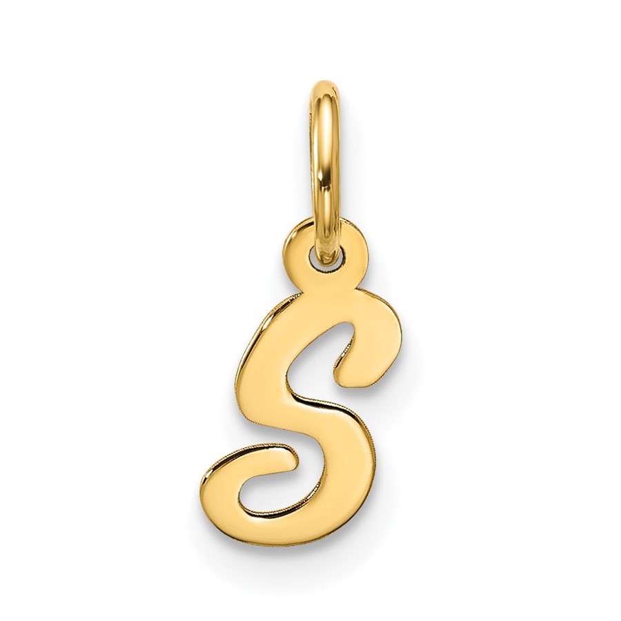 10K Yellow Gold Small Script Initial S Charm - 16.55 mm